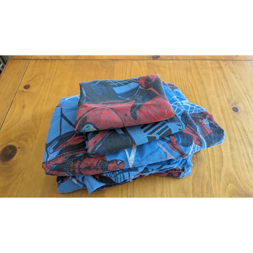 Vintage 2002 Spider-Man Movie Sheet Set Blue Marvel Superhero Bedding Y2K